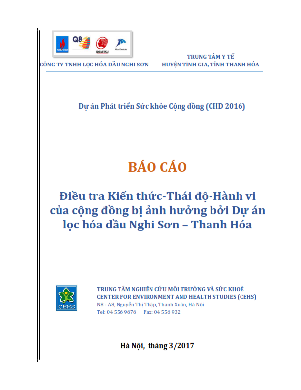 Báo cáo điều tra kiến thức thái độ, hành vi của cộng đồng bị ảnh hưởng bởi dự án lọc hóa dầu Nghi Sơn Thanh Hóa