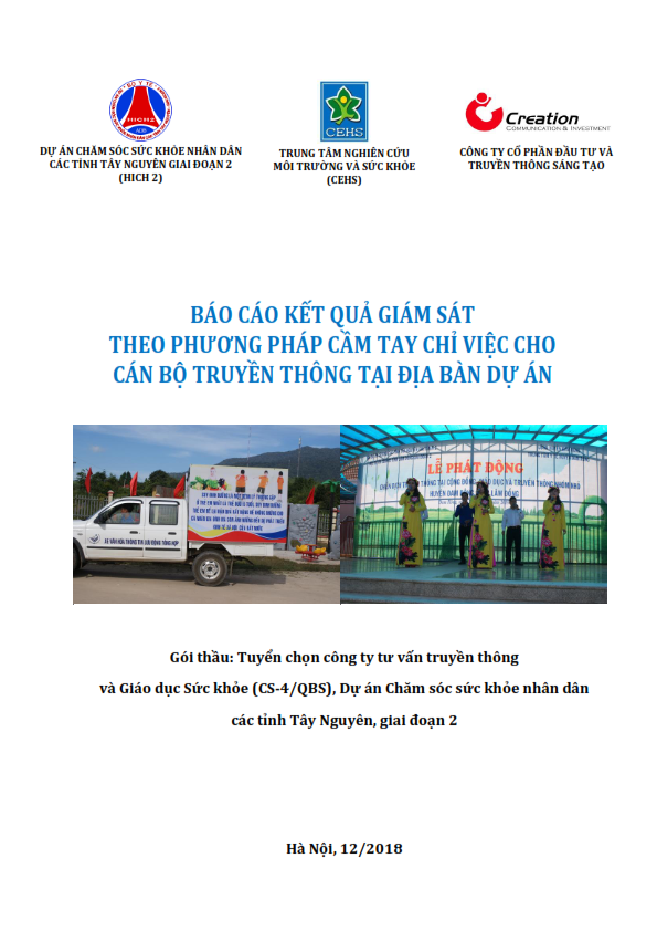 Báo cáo kết quả giám sát theo phương pháp cầm tay chỉ việc cho cán bộ truyền thông tại địa bàn dự án